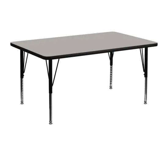 Emma and Oliver 30x48 Rectangle HP Laminate Adjustable Preschool Activity Table Gray {1}