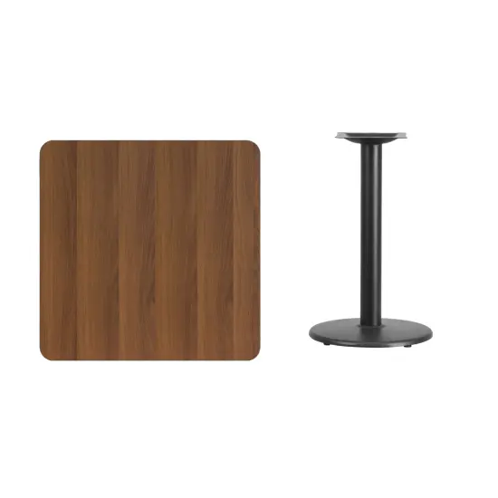 Emma and Oliver 30" Square Laminate Table Top with 18" Round Table Height Base Black {8}