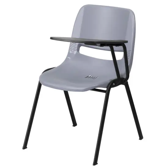 Emma and Oliver Ergonomic Shell Chair with Left Handed Flip-Up Tablet - Tablet Arm Desk Gray {2}