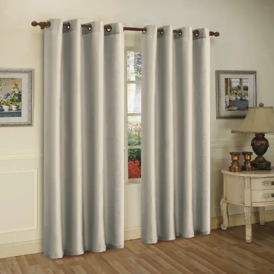 J&V TEXTILES 2 Panels Solid Grommet Faux Silk Window Curtain Drapes Treatment in 84" Length Burgundy {7}