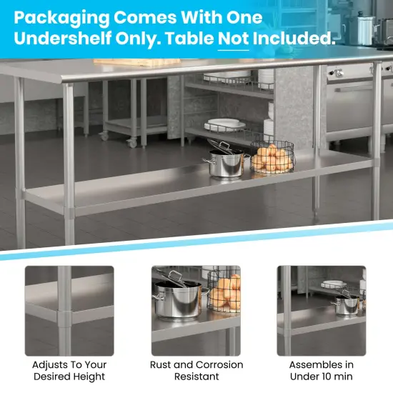 Emma and Oliver Under Shelf for Kitchen Prep and Work Tables - Adjustable Galvanized Lower Shelf for Stainless Steel Tables {7}