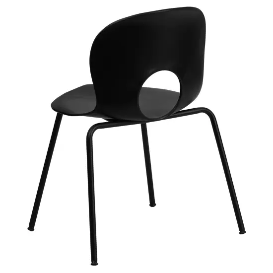 Emma and Oliver Multipurpose Designer Plastic Cafe Stack Chair Black {4}