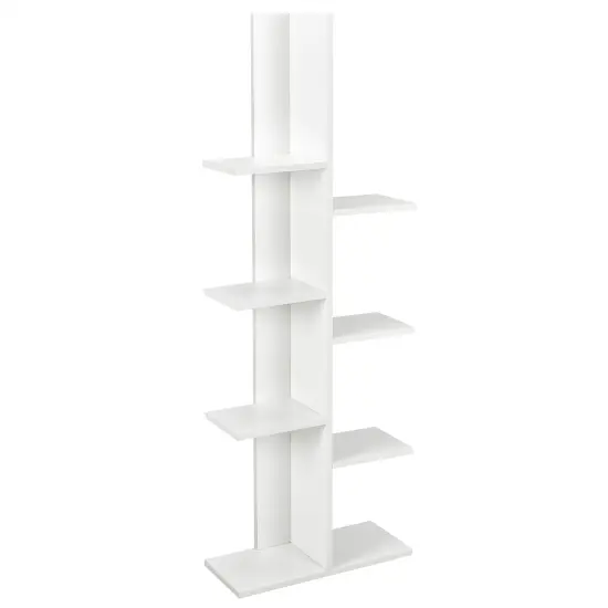 Costway 8-shelf Bookcase Freestanding Tree shelf Display Storage Stand Black\White {9}