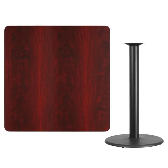 Emma and Oliver 42" Square Laminate Table Top with 24" Round Bar Height Table Base Black {6}