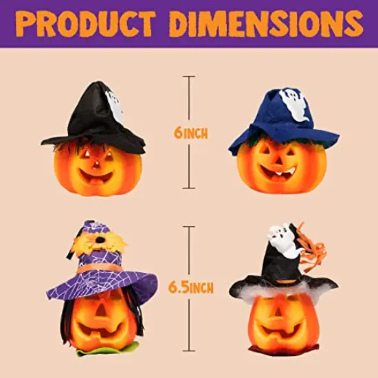 JOYIN 6 Pack Light up Halloween Jack-o'-Lantern Decorative Pumpkin Foam Halloween Decorations Props {5}