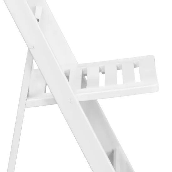 Emma and Oliver 2 Pack 800 lb. Capacity Resin Folding Chair with Slatted Seat White {5}
