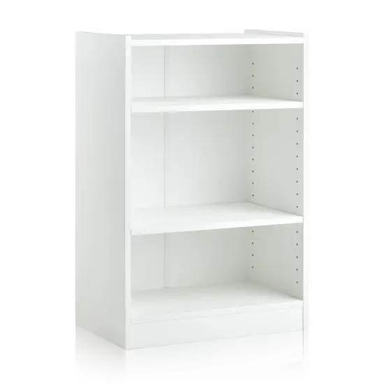 Modern White 3-Tier Bookcase with Storage Adjustable Shelves Cabinet for Living Room or Bedroom {1}