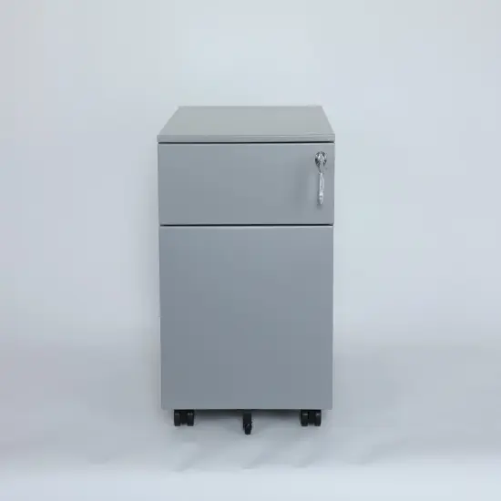 2 Drawer Mobile File Cabinet with Lock Metal Filing Cabinet for Legal File and Documents Grey {3}