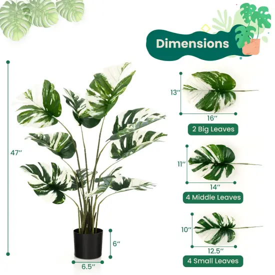 2 Pack 4 Feet Artificial Monstera Deliciosa Plants for Home Office {5}