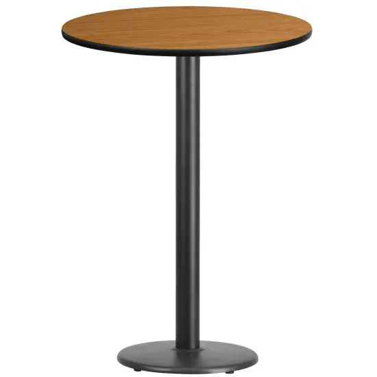 Emma and Oliver 30" Round Laminate Table Top with 18" Round Bar Height Table Base Natural {1}