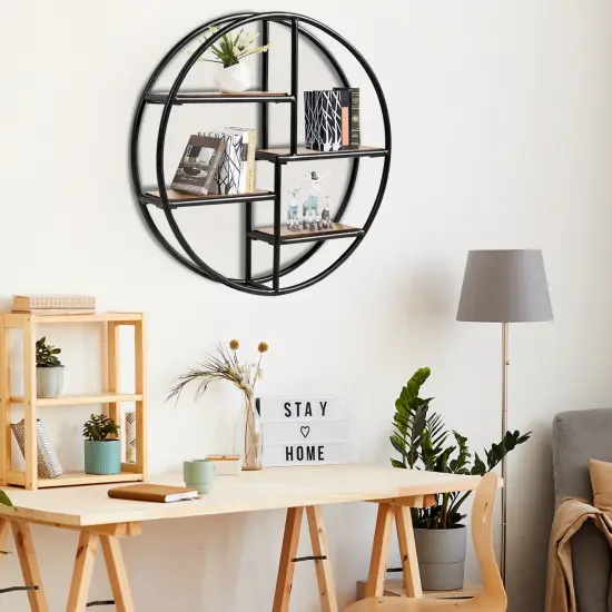 Hanging Storage Shelf Circular Wall-Mounted 4-Tier Rack {2}