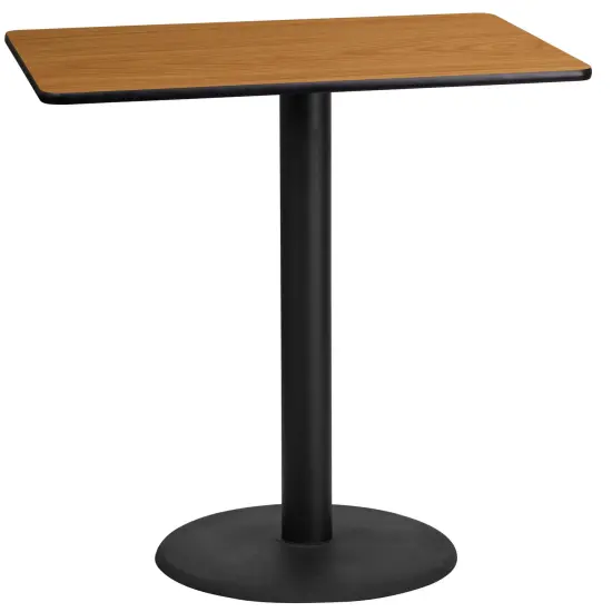 Emma and Oliver 24"x42" Rectangular Laminate Bar Table with 24" Round Base Black {4}