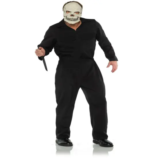 Men's Horror Slasher Icon Villain Legend Black Boiler Suit Costume {1}