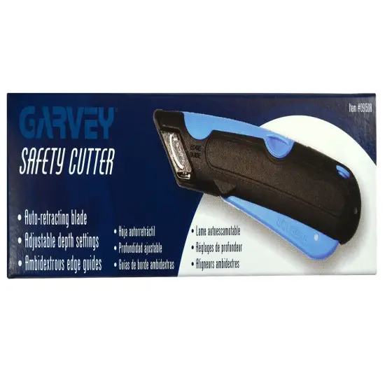 Garvey Easycut Cutter Knife, Self-Retracting Safety Tipped Blade, Box Cutter for Cartons, Boxes, Straps and Packages, Black and Blue (091508) {4}