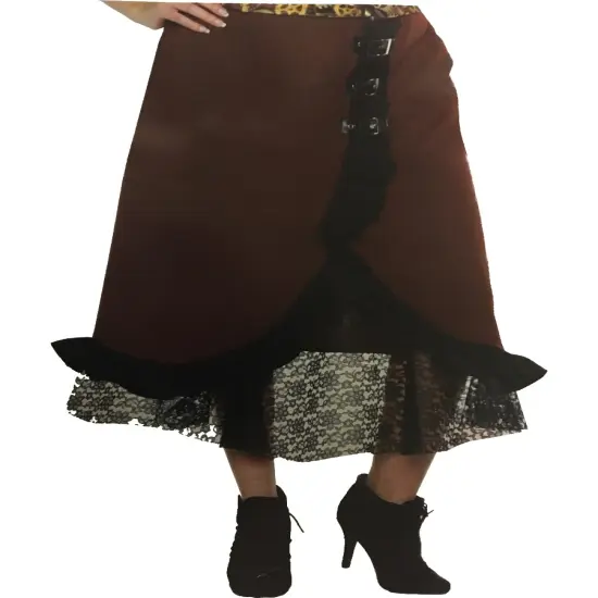 Women's Steampunk Maiden Brown Lace Skirt Costume {1}
