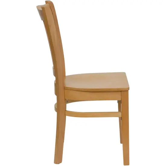 Emma and Oliver Vertical Slat Back Wooden Restaurant Dining Chair NaturalSeat/Natural {5}