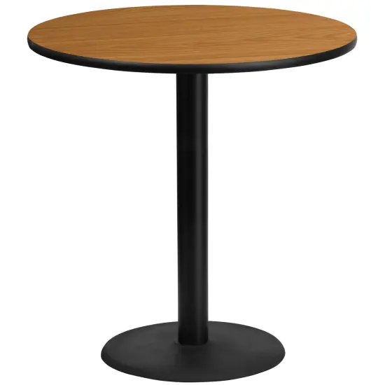 Emma and Oliver 42" Round Laminate Table Top with 24" Round Bar Height Table Base Black {4}