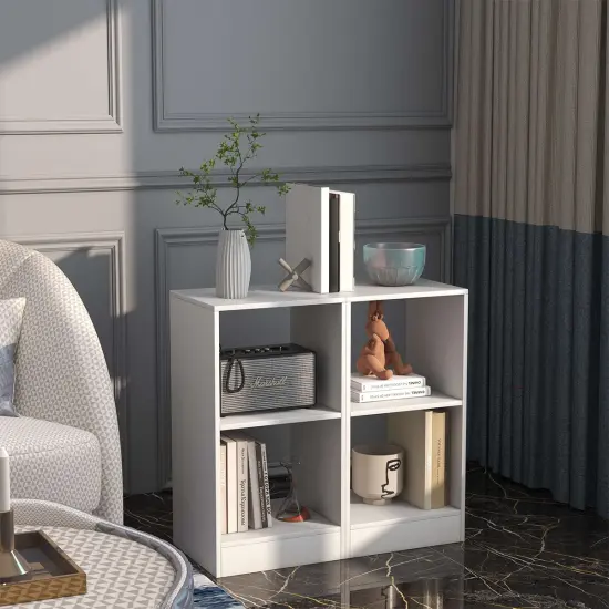 2 Pieces 2-tier Bookcase Set with Anti-toppling Device {2}