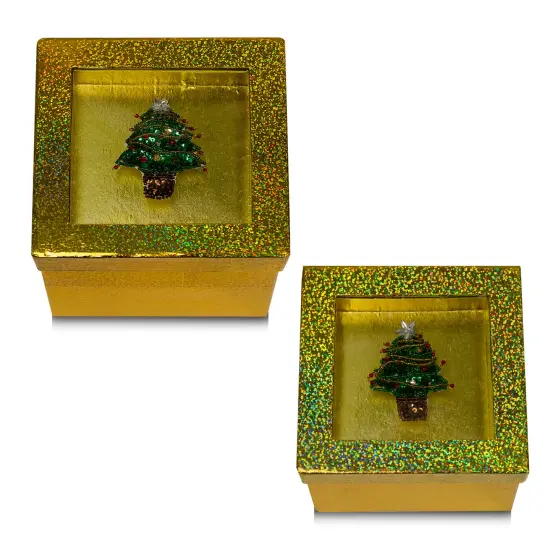 Hologram Gift Box Set with Decorative Christmas Tree Sequin Applique/Patch {1}