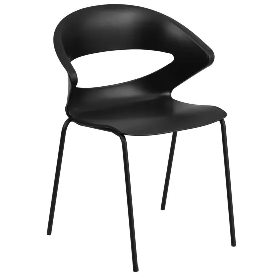 Emma and Oliver 440 lb. Capacity Stack Chair Black {1}