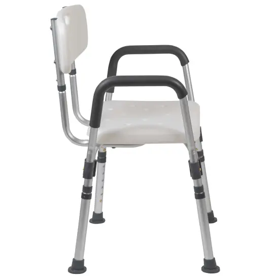Emma and Oliver 300 Lb. Capacity Quick Release Back & Arm Shower Chair Gray {10}