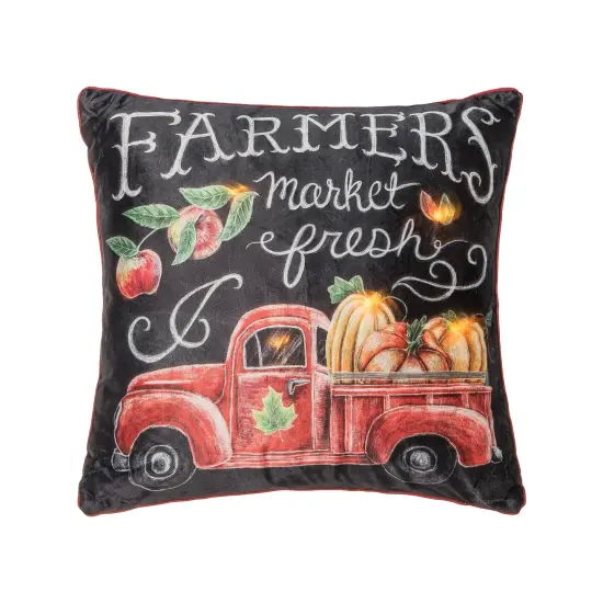 Farmers Market Chalk Light-Up LED Throw Pillow, 18" x 18" {1}