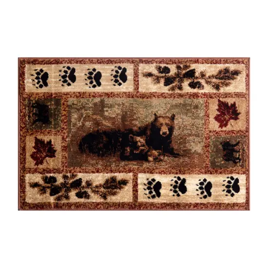 Masada Rugs Kodiak Collection Cabin/Lodge Area Rug Mat with Bear and Cub Scene {1}