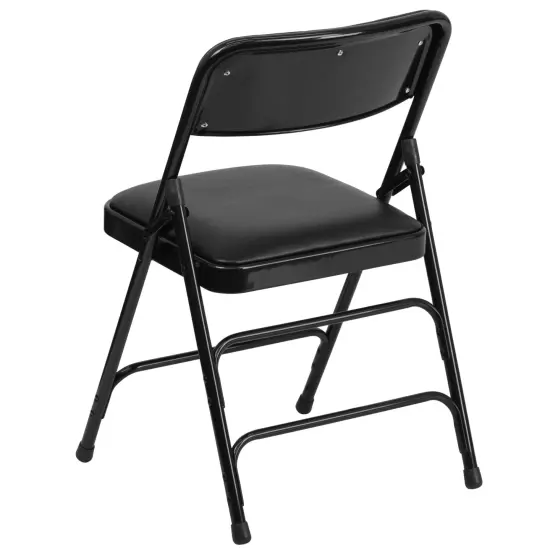 Emma and Oliver 4 Pack Home & Office Portable Party Events Padded Metal Folding Chair BlackVinyl/Black {3}
