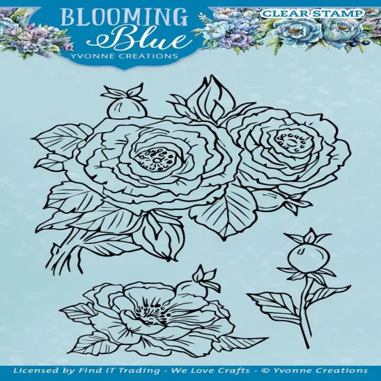 Find It Trading Yvonne Creations Clear Stamp-Rosehip, Blooming Blue {1}