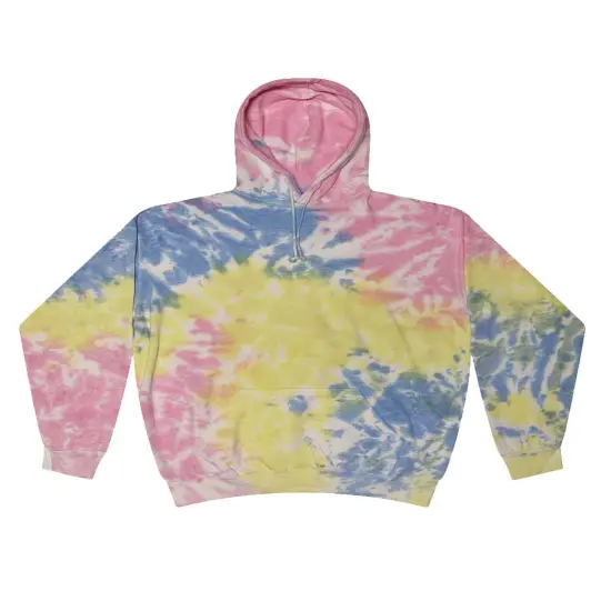 Colortone&reg; Tie-Dyed Hooded Turtle Neck Long Sleve Sweatshirt Reactive rainbow {6}