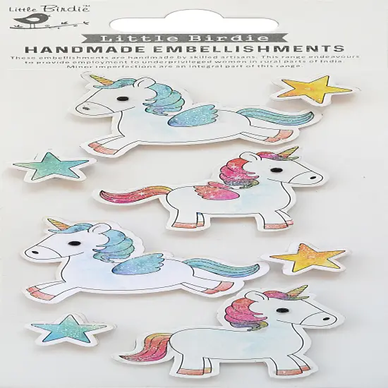 Little Birdie Sticker Embellishment 8/Pkg-Unicorn {1}