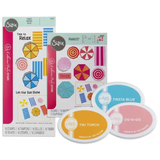 Catherine Pooler X Sizzix Bundle 3-Beach Blankets & Brellas Stamp & Die Set {1}
