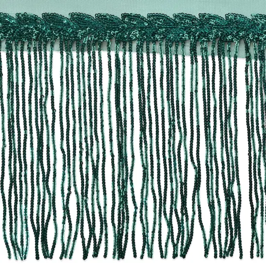 5 Yards of Blame Sequined Leaf Vine Fringe | 5 yard cut Emerald {1}