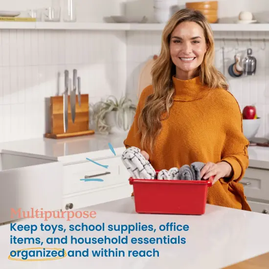 Scoop Front Storage Bins, Multipurpose Organization, 20-Pack Red {3}