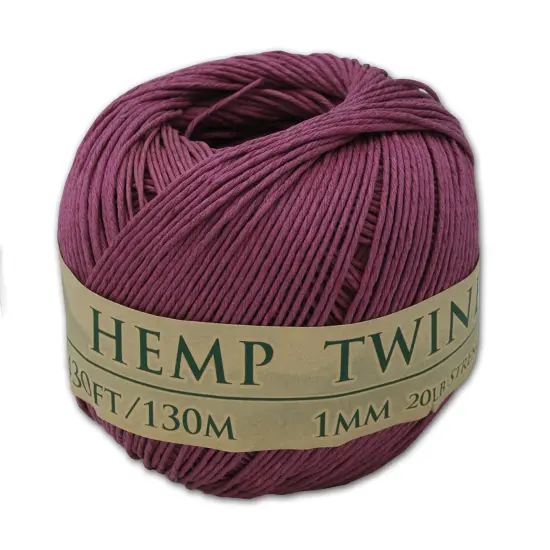 Hemptopia, Hemp Twine Ball, 430ft, 20lb test strength, Multiple colors, All Natural Orchid {2}