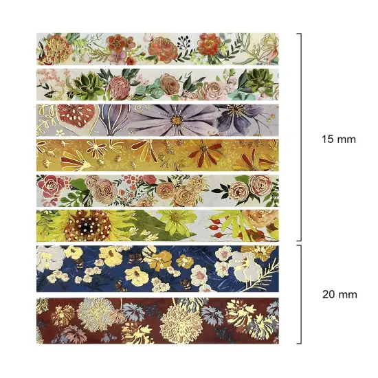 Wrapables Nature Metallic Foil Washi Tape Set for Scrapbooking, Stationery, Diary, Card Making Floral Bloom {2}