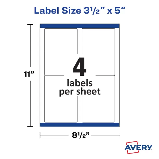 Avery Shipping Labels, Sure Feed Technology, Permanent Adhesive, 3-1/2" x 5", 1,000 Labels (95935) {4}