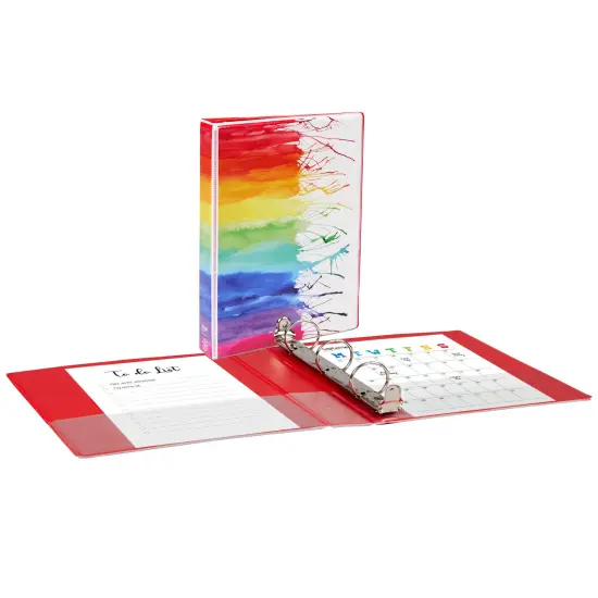Avery + Amy Tangerine Designer Collection Mini Binder, 5-1/2" x 8-1/2", 1" Round Rings, 175-Sheet Capacity, Watercolor Rainbow, 1 Mini 3-Ring Binder (18713) {3}
