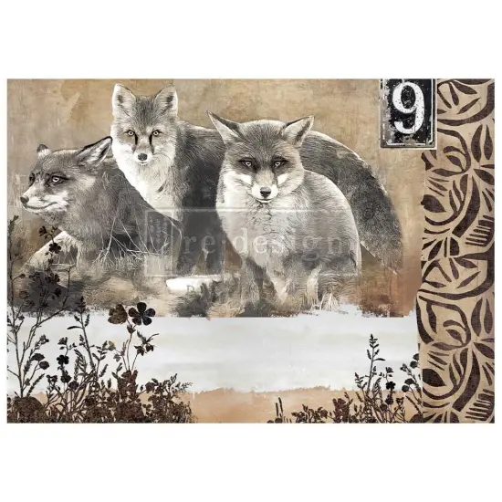 Prima Re-Design A1 Decoupage Fiber-Calm Foxes {1}