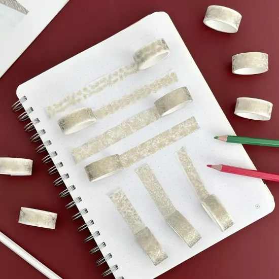 Wrapables Elegant Gold Foil Washi Tape Box Set for Arts & Crafts, Scrapbooking, Stationery, Diary (12 Rolls) Gold Floral {6}