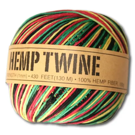 Hemptopia, Hemp Twine Ball, 430ft, 20lb test strength, Multiple colors, All Natural Rasta {2}