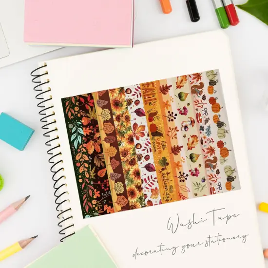 Wrapables Decorative Washi Tape for Scrapbooking, Stationery, Diary, Card Making (10 Rolls), Autumn Day {5}