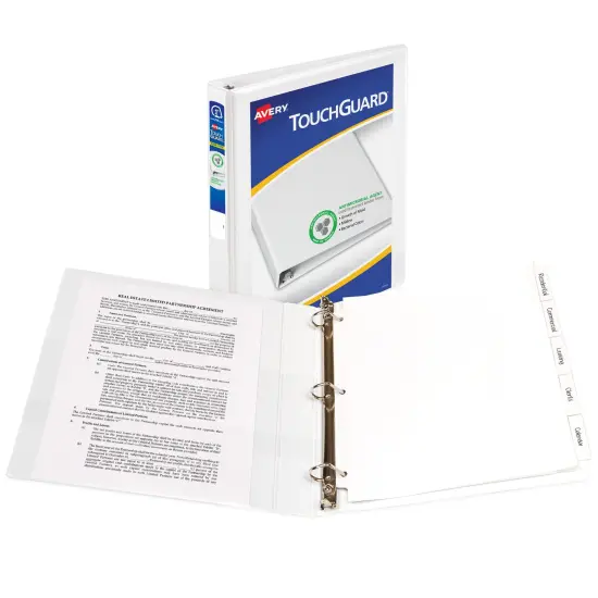 Avery TouchGuard Protection View 3 Ring Binder, Clear View Cover, 1 Inch Slant Rings, 1 White Binder (17193) {2}