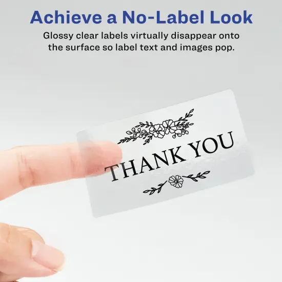 Avery Printable Blank Rectangle Labels, 2" x 3", Glossy Crystal Clear, 80 Customizable Labels (22822) {2}