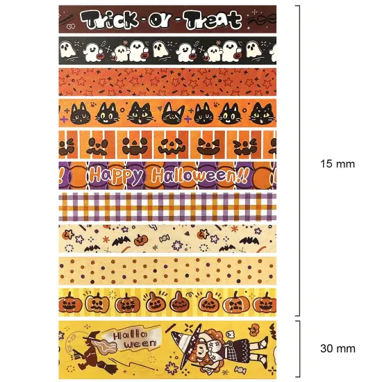 Wrapables Halloween Washi Tape for Scrapbooking, Stationery, Diary, Card Making, 11pc Trick or Treat {2}