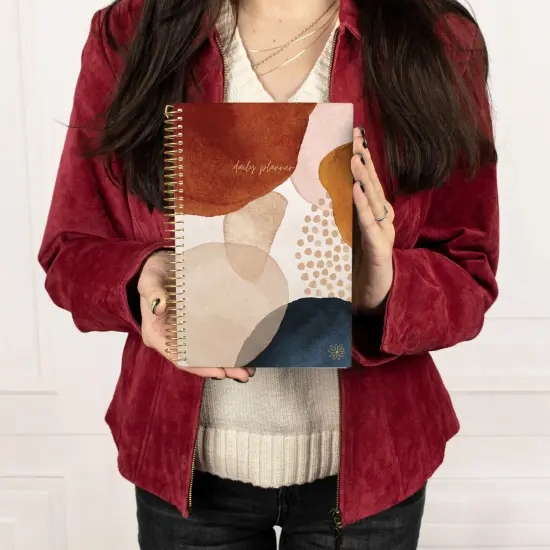 bloom daily planners Undated Soft Cover Planner, 5.5" x 8.25", Earthy Abstract, Blue {2}