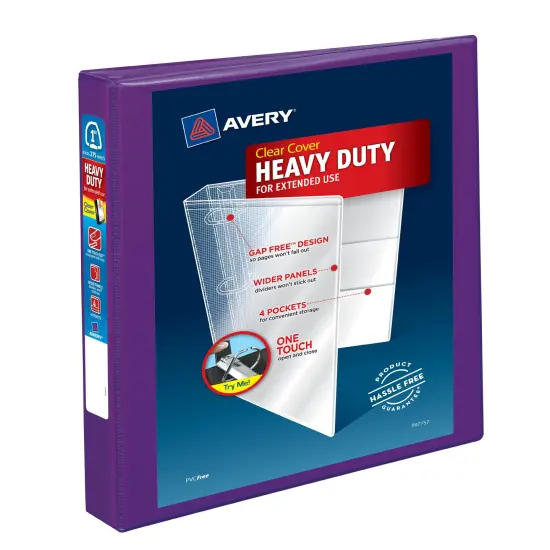 Avery Heavy-Duty View 3 Ring Binder, 1" One-Touch EZD Rings, 1 Purple Binder (79771) {1}