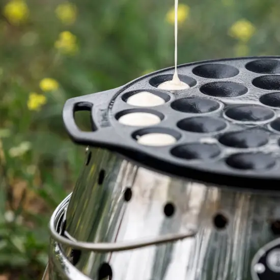 Petromax Cast Iron Poffertjes Pan for Hygge Kitchen or Camping, Ebelskivers/Aebleskivers Griddle Cookware Conducts Heat Evenly {5}