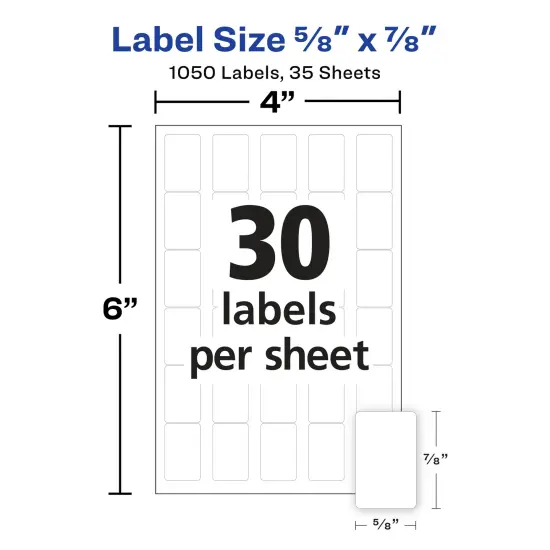 Avery Multi-Use Removable Labels, 5/8" x 7/8", White, Non-Printable, 1,050 Blank Labels Total (5424) {3}