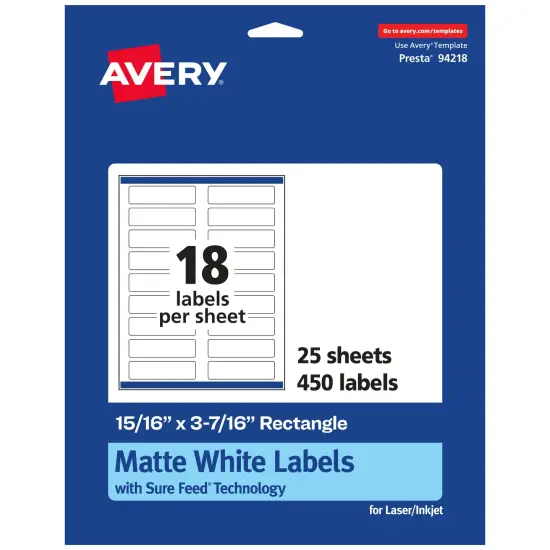 Avery Matte White Rectangle Labels, 15/16" x 3-7/16" {7}